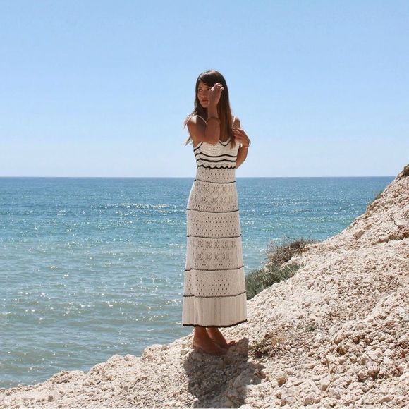 LAST! Zara Long Knit Crochet Dress Ecru New - Picture 12 of 12